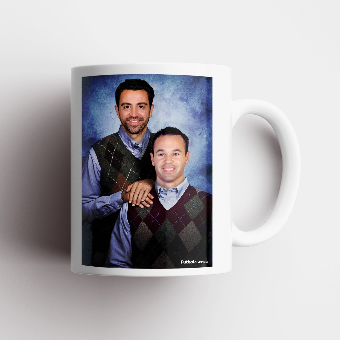 Xavi & Andres Iniesta football mug Barcelona gift