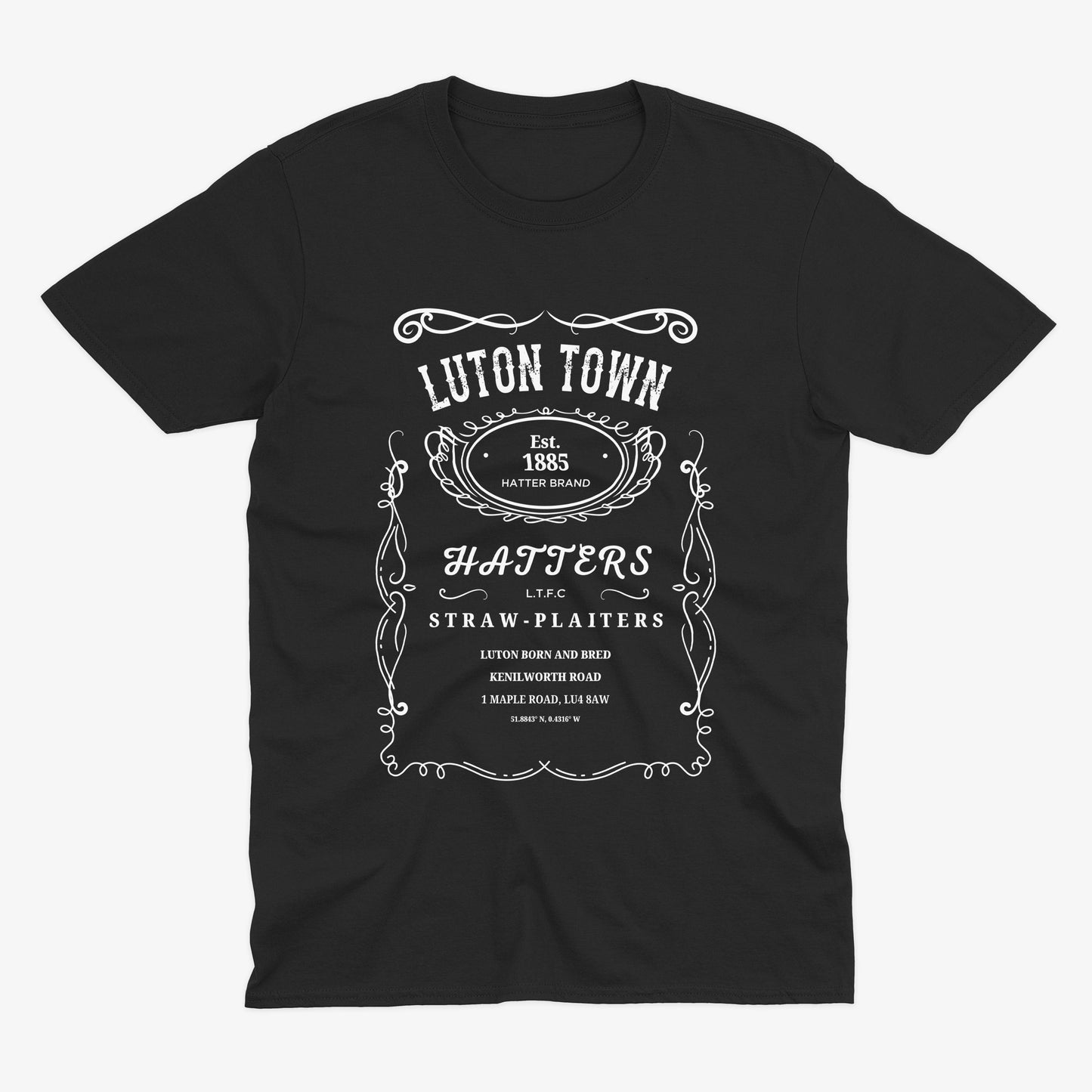 Luton Town Jack Daniels Style T Shirt | Hatters Fan Gift | Kenilworth Road Football Shirt | LTFC Vintage Design Tee | Luton FC Supporter Top
