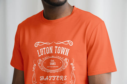 Luton Town Jack Daniels Style T Shirt | Hatters Fan Gift | Kenilworth Road Football Shirt | LTFC Vintage Design Tee | Luton FC Supporter Top