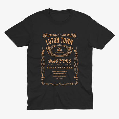 Luton Town Jack Daniels Style T Shirt | Hatters Fan Gift | Kenilworth Road Football Shirt | LTFC Vintage Design Tee | Luton FC Supporter Top