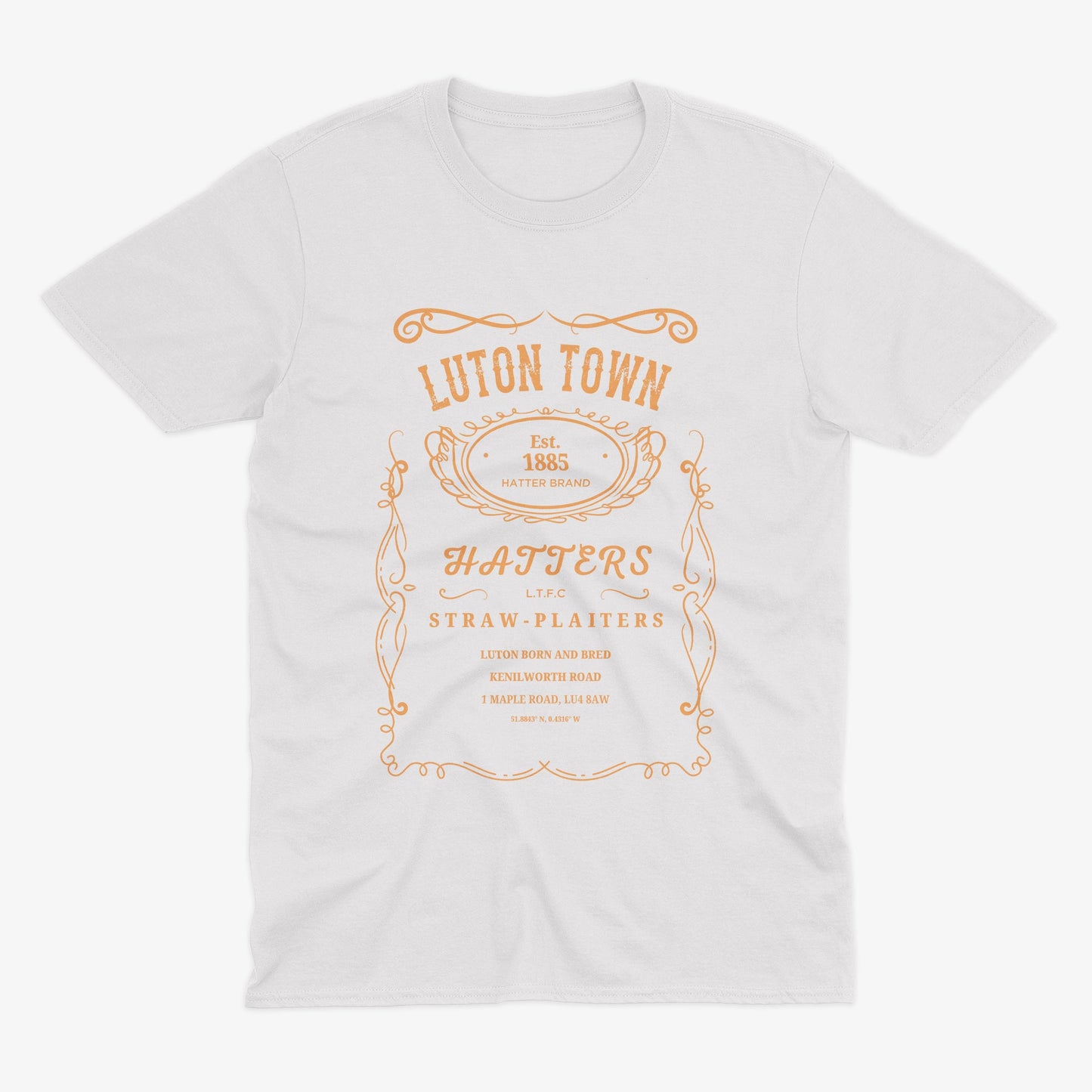 Luton Town Jack Daniels Style T Shirt | Hatters Fan Gift | Kenilworth Road Football Shirt | LTFC Vintage Design Tee | Luton FC Supporter Top