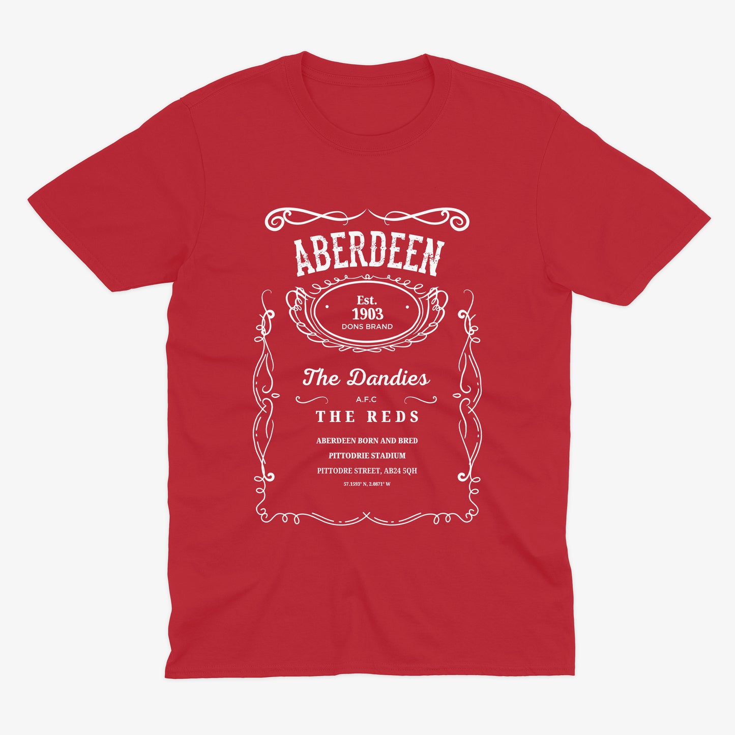 Aberdeen FC Jack Daniels Inspired T Shirt | The Dandies | Aberdeen Football Shirt | Pittodrie Stadium | AFC Gift | The Reds