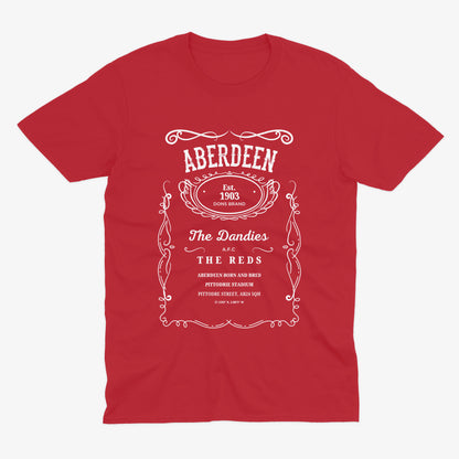 Aberdeen FC Jack Daniels Inspired T Shirt | The Dandies | Aberdeen Football Shirt | Pittodrie Stadium | AFC Gift | The Reds