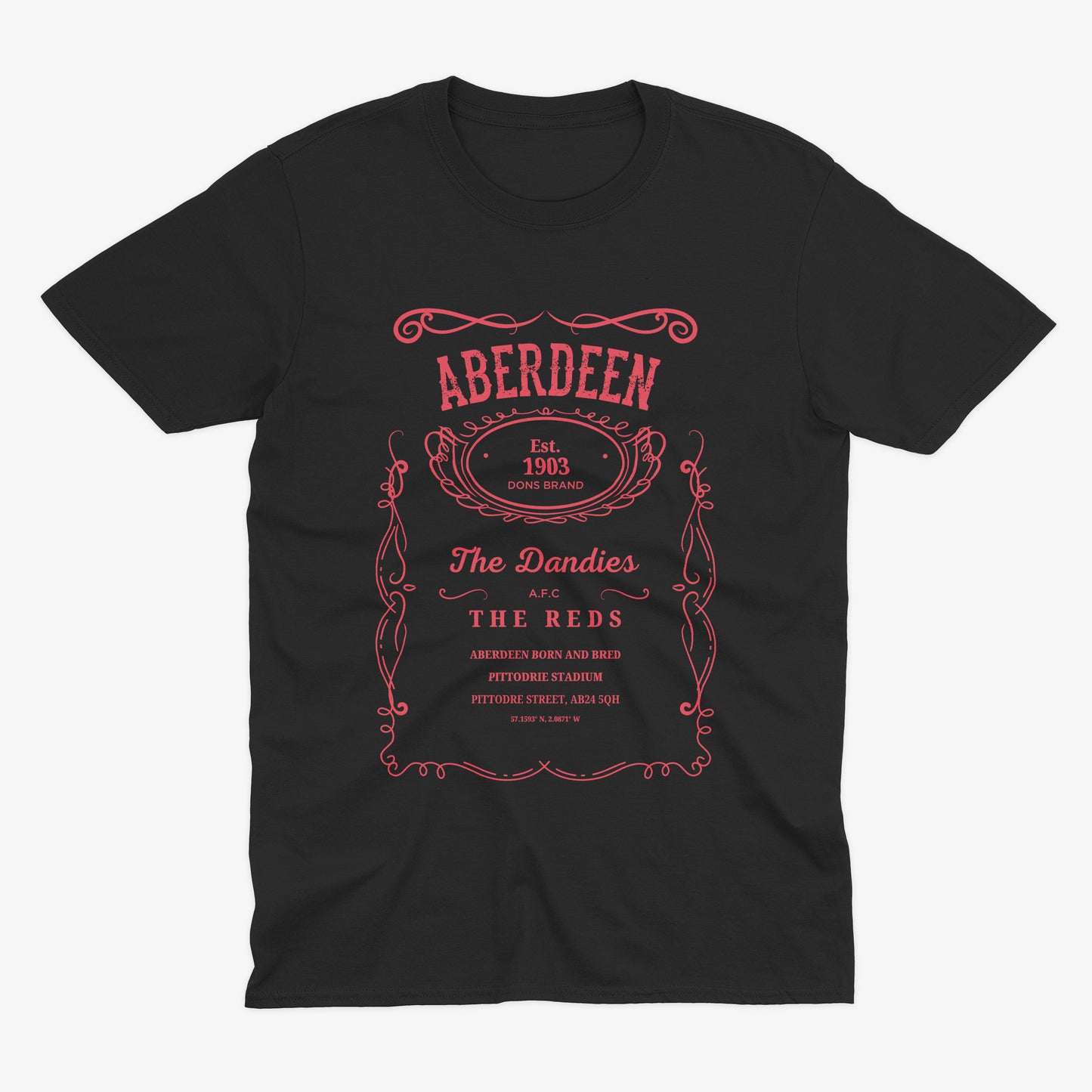 Aberdeen FC Jack Daniels Inspired T Shirt | The Dandies | Aberdeen Football Shirt | Pittodrie Stadium | AFC Gift | The Reds