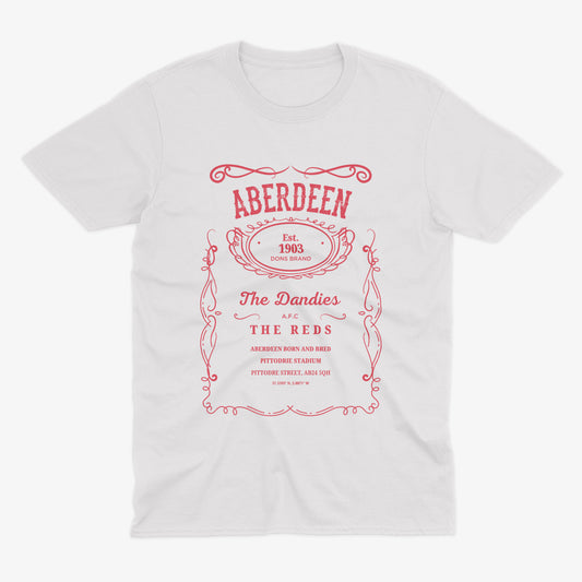 Aberdeen FC Jack Daniels Inspired T Shirt | The Dandies | Aberdeen Football Shirt | Pittodrie Stadium | AFC Gift | The Reds