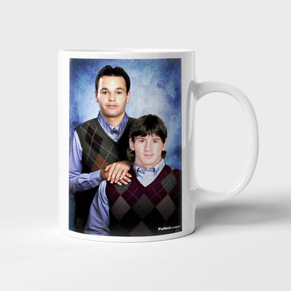Andres Iniesta & Lionel Messi football mug Barcelona gift