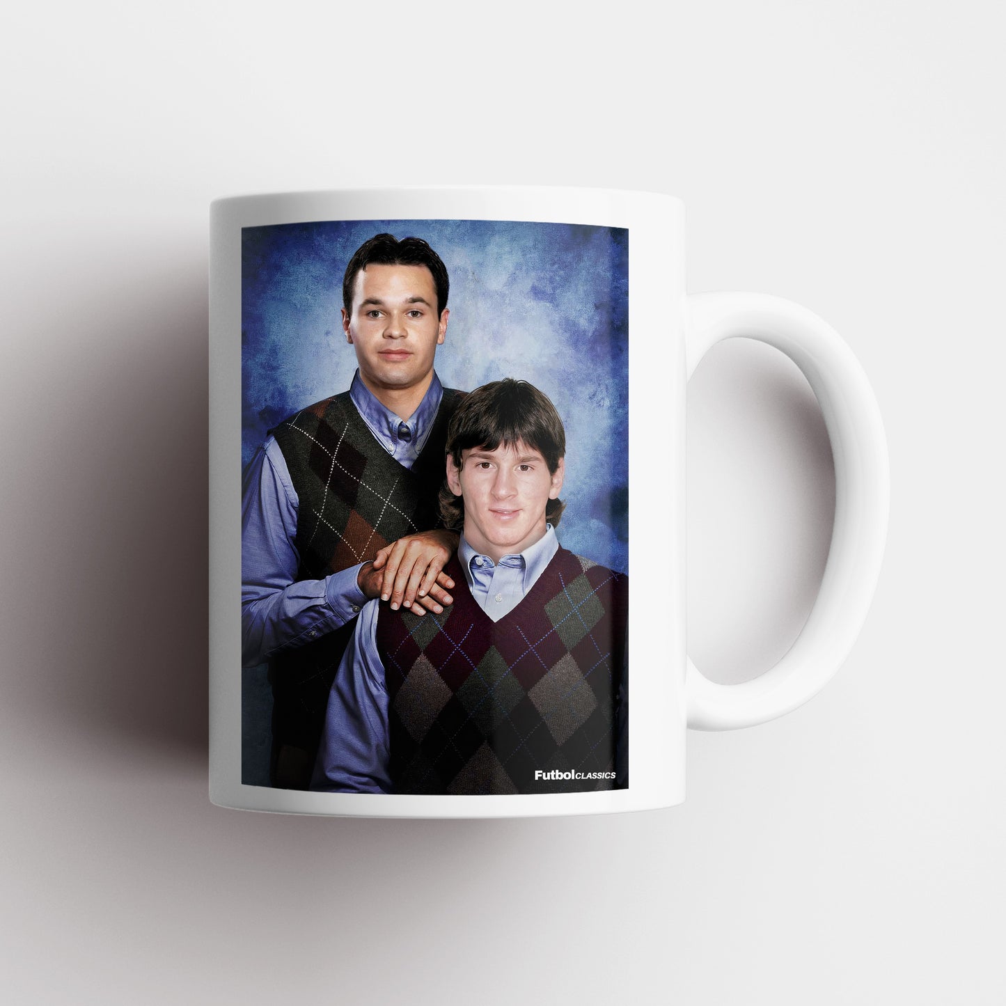 Andres Iniesta & Lionel Messi football mug Barcelona gift