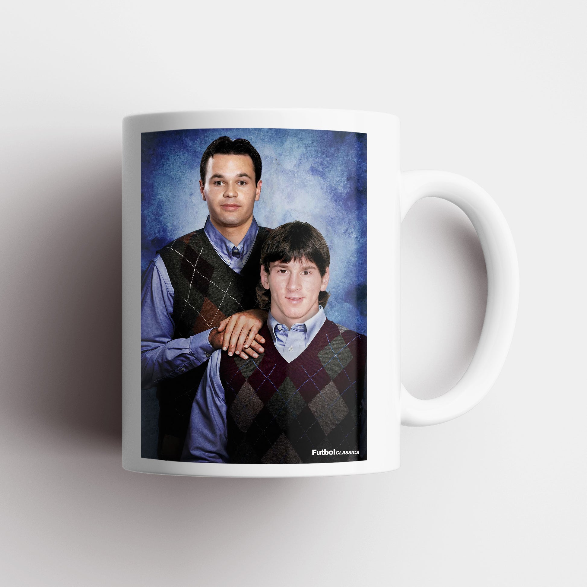 Andres Iniesta & Lionel Messi football mug Barcelona gift
