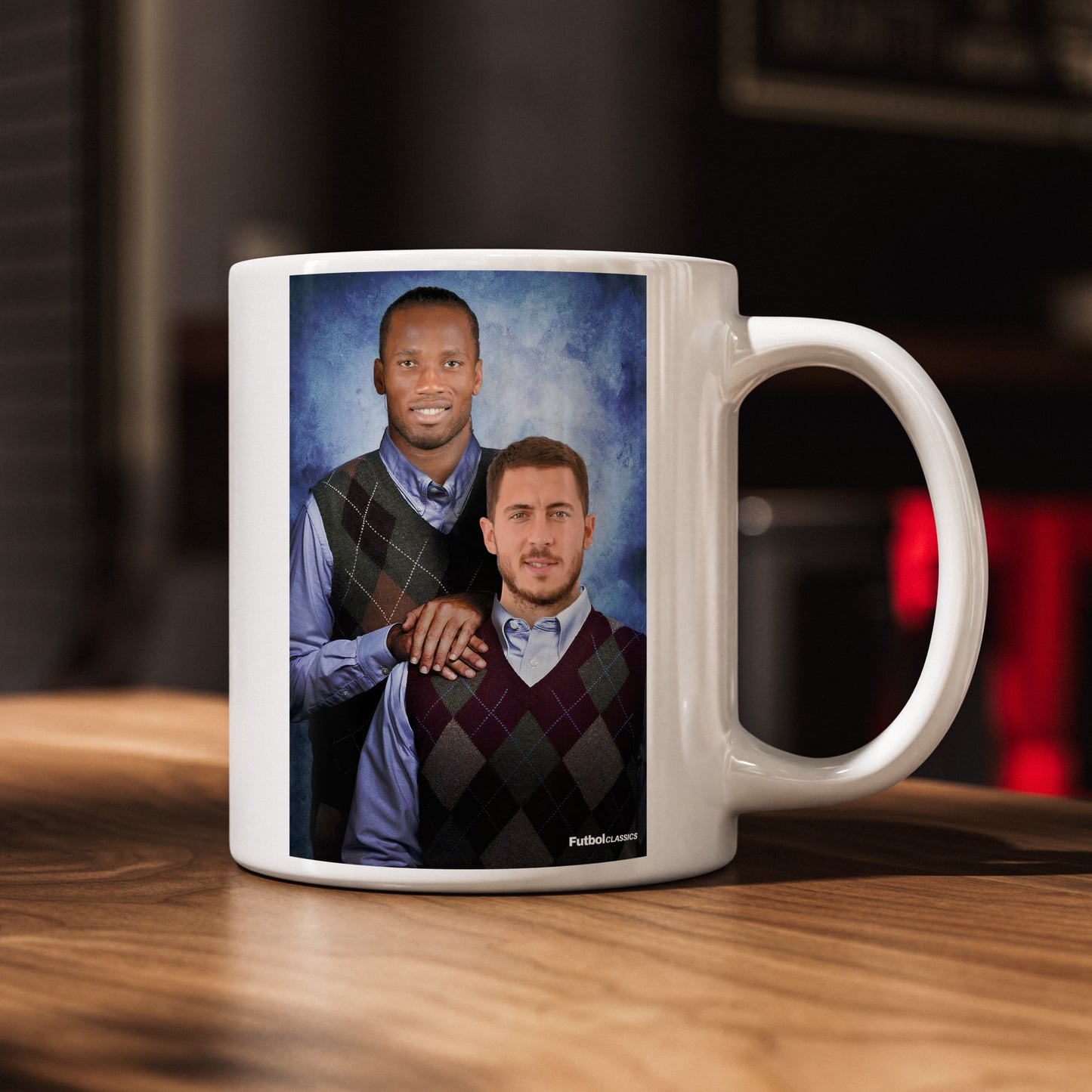 Didier Drogba & Eden Hazard football mug Chelsea gift