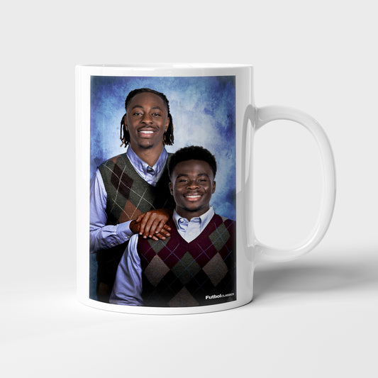 Bukayo Saka & Eberechi Eze football mug Arsenal gift