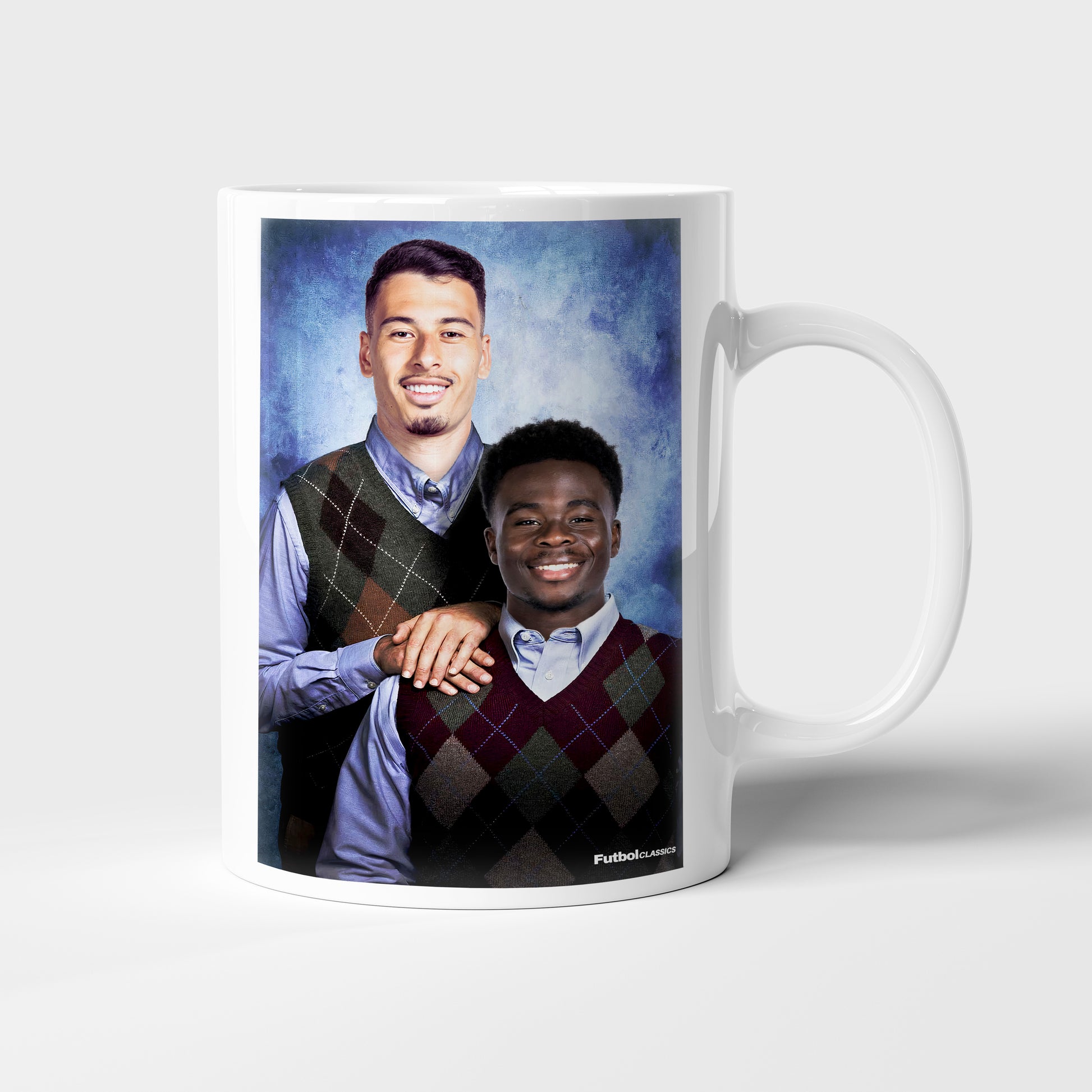 Gabriel Martinelli & Bukayo Saka football mug Arsenal gift