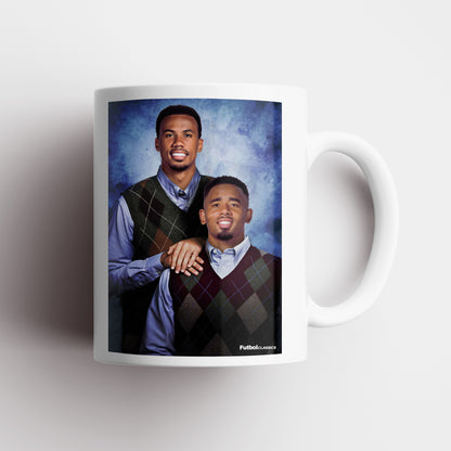 Gabriel Magalhães & Gabriel Jesus football mug Arsenal gift