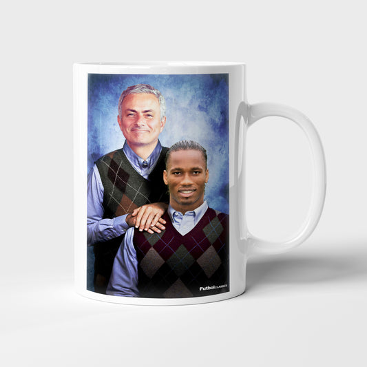 Jose Mourinho & Didier Drogba football mug Chelsea gift