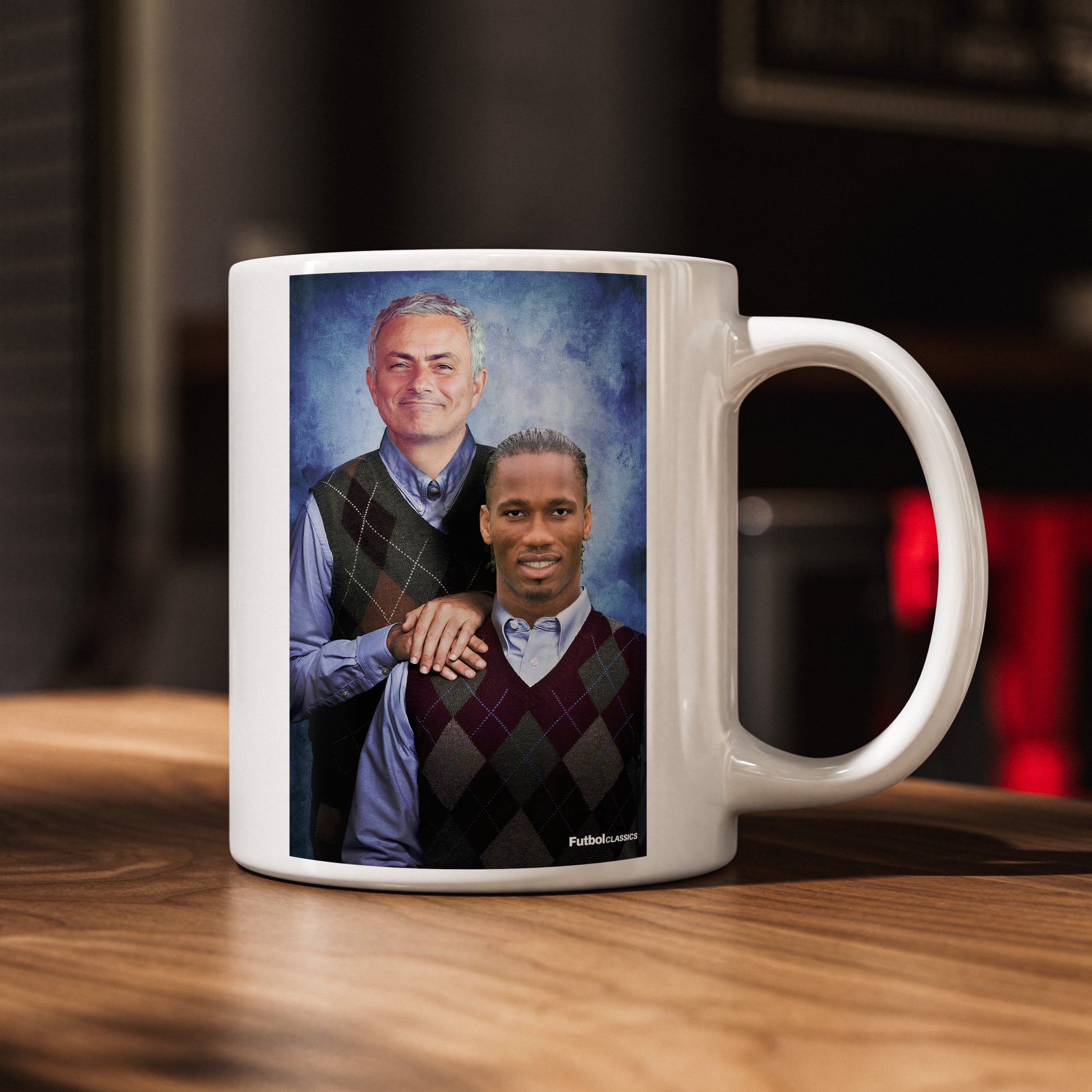 Jose Mourinho & Didier Drogba football mug Chelsea gift