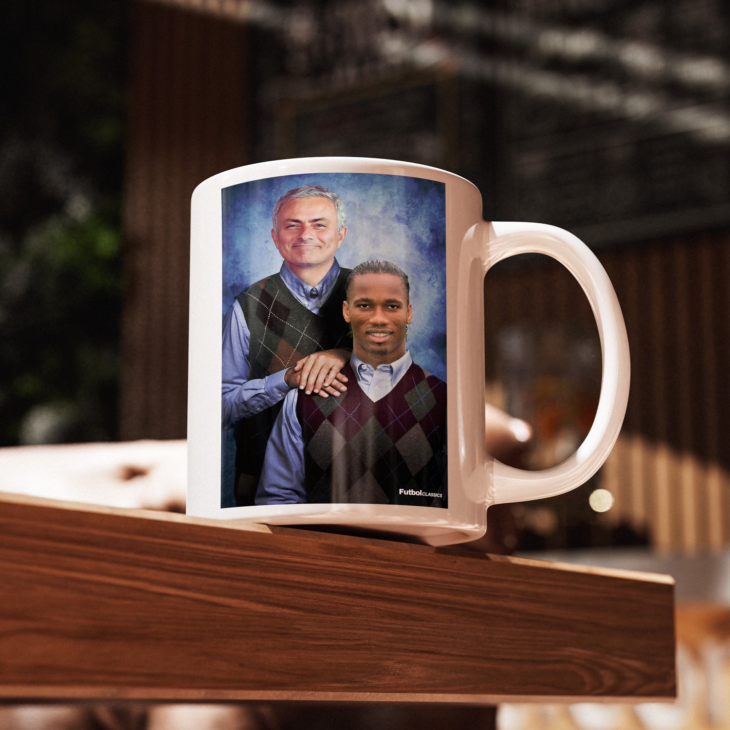 Jose Mourinho & Didier Drogba football mug Chelsea gift
