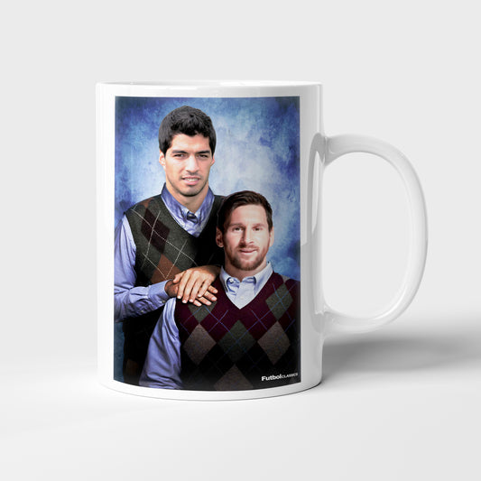 Luis Suarez & Lionel Messi football mug Barcelona gift