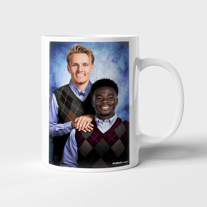 Martin Odegaard  & Bukayo Saka football mug Arsenal gift
