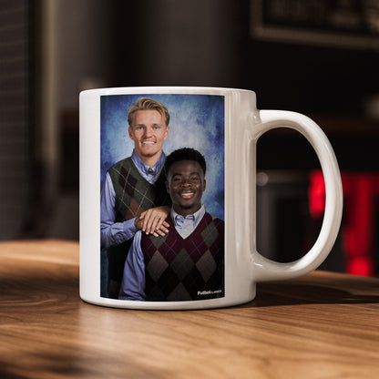 Martin Odegaard  & Bukayo Saka football mug Arsenal gift