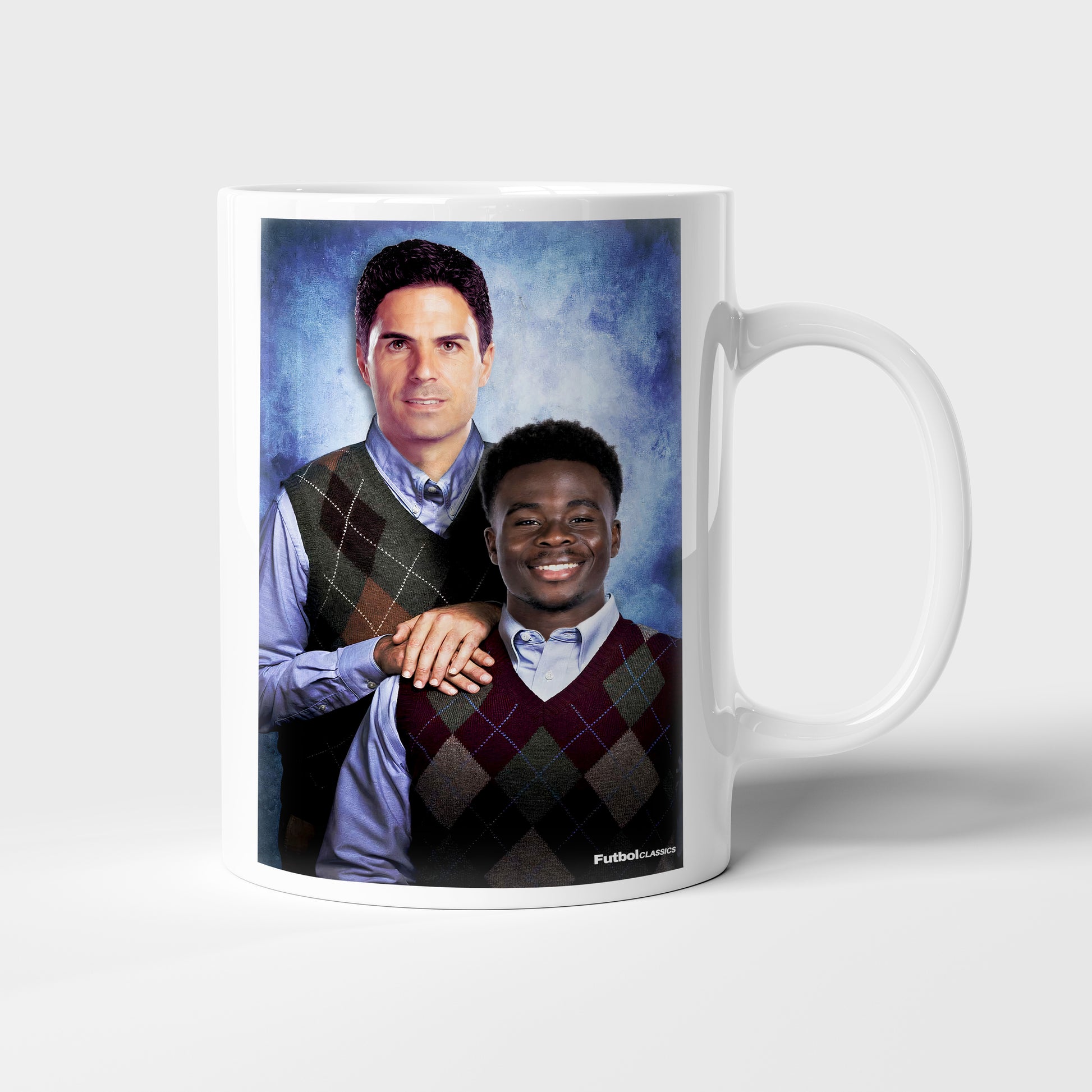 Mikel Arteta & Bukayo Saka football mug Arsenal gift