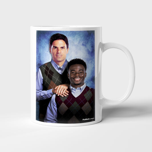 Mikel Arteta & Bukayo Saka football mug Arsenal gift