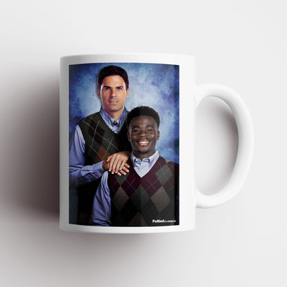 Mikel Arteta & Bukayo Saka football mug Arsenal gift
