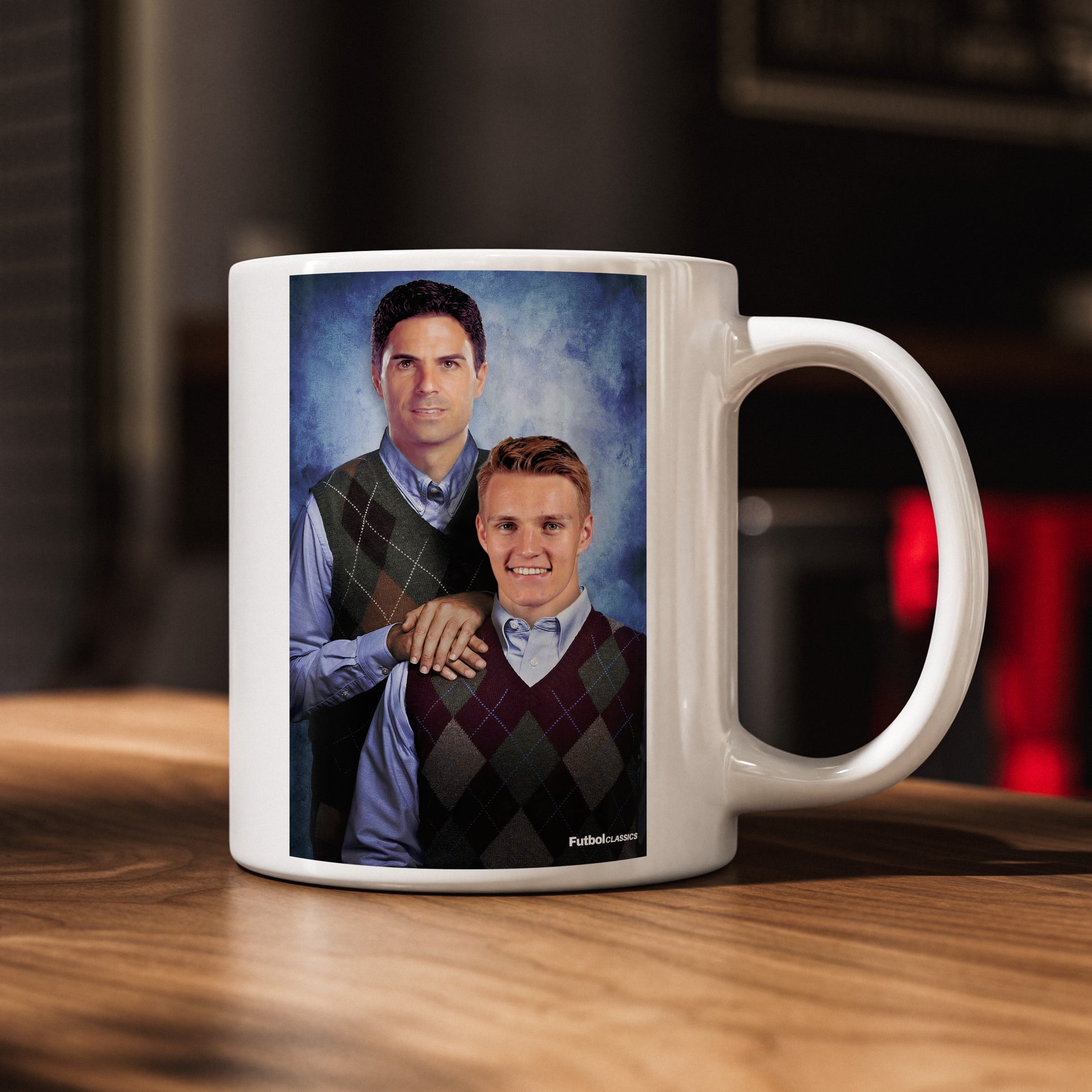 Mikel Arteta & Martin Odegaard football mug Arsenal gift
