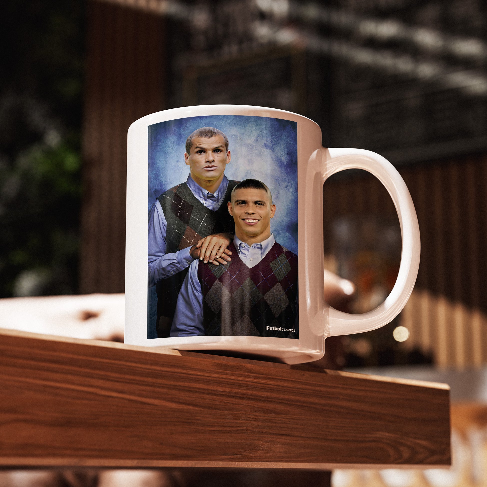 Rivaldo & Ronaldo football mug Barcelona gift