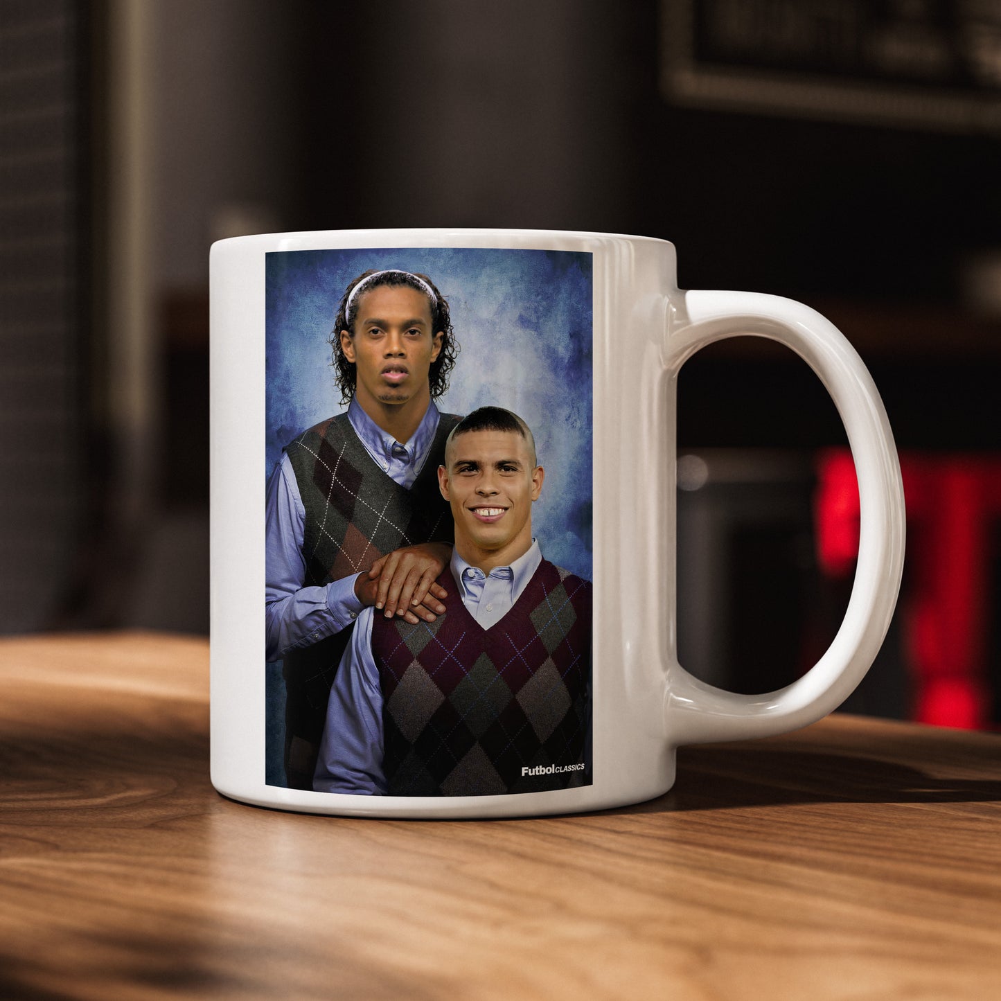 Ronaldinho & R9 football mug Brazil gift