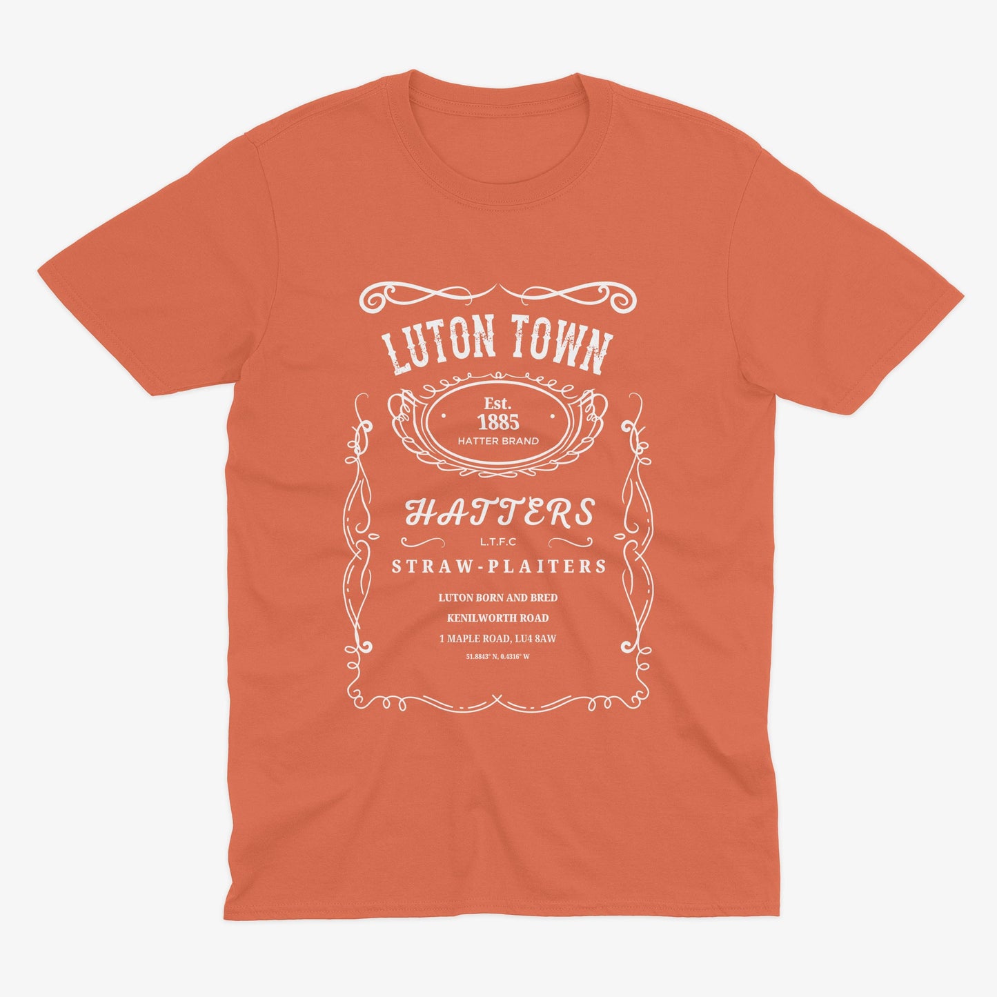 Luton Town Jack Daniels Style T Shirt | Hatters Fan Gift | Kenilworth Road Football Shirt | LTFC Vintage Design Tee | Luton FC Supporter Top