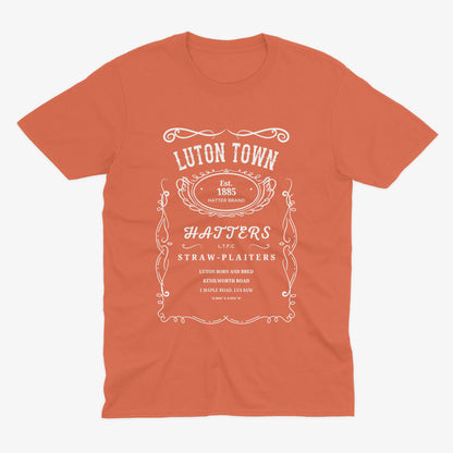 Luton Town Jack Daniels Style T Shirt | Hatters Fan Gift | Kenilworth Road Football Shirt | LTFC Vintage Design Tee | Luton FC Supporter Top